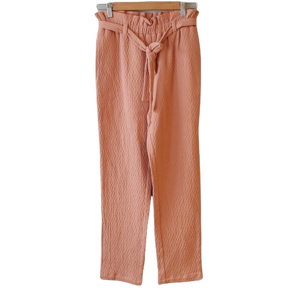 NWT- Le Lis High Waisted Belted Paper Bag Mauve Pants Size Small